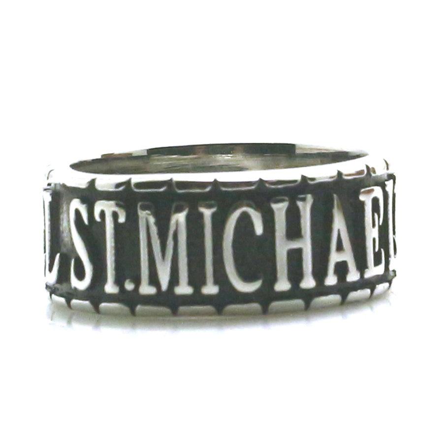 Knights Templar Commandery Ring - St. Michael The Archangel Pray For Us Silver