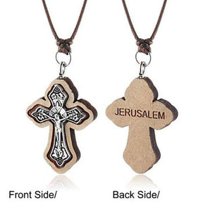 Knights Templar Commandery Necklace - Wooden Jerusalem Cross