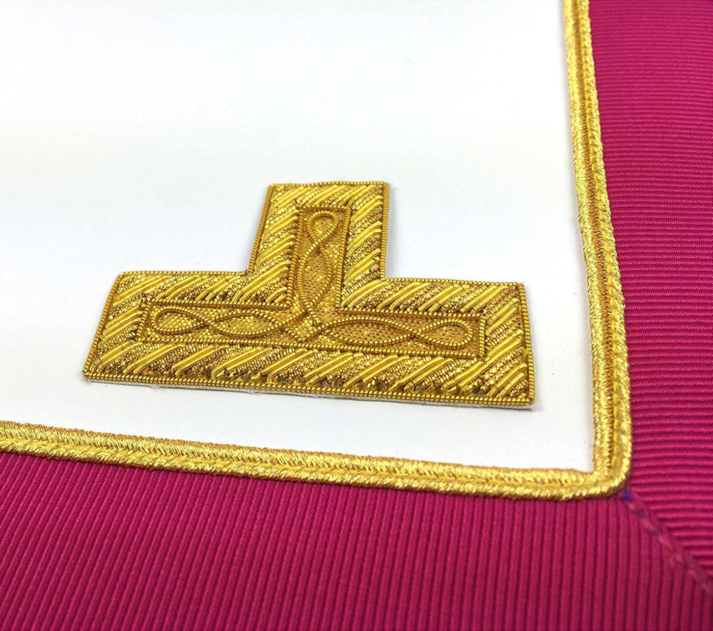 Provincial Mark English Regulation Apron - Pink & Blue with Gold Fringe - Bricks Masons