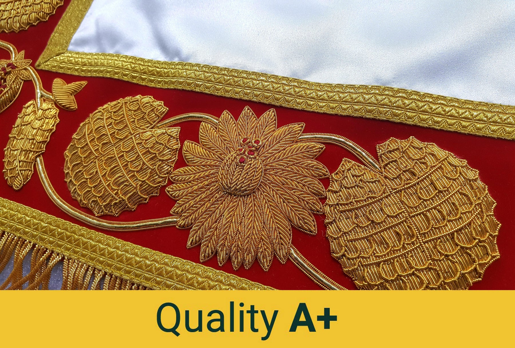 Royal Arch Chapter Apron - Red Triple Tau Insignia with Gold Fringe - Bricks Masons
