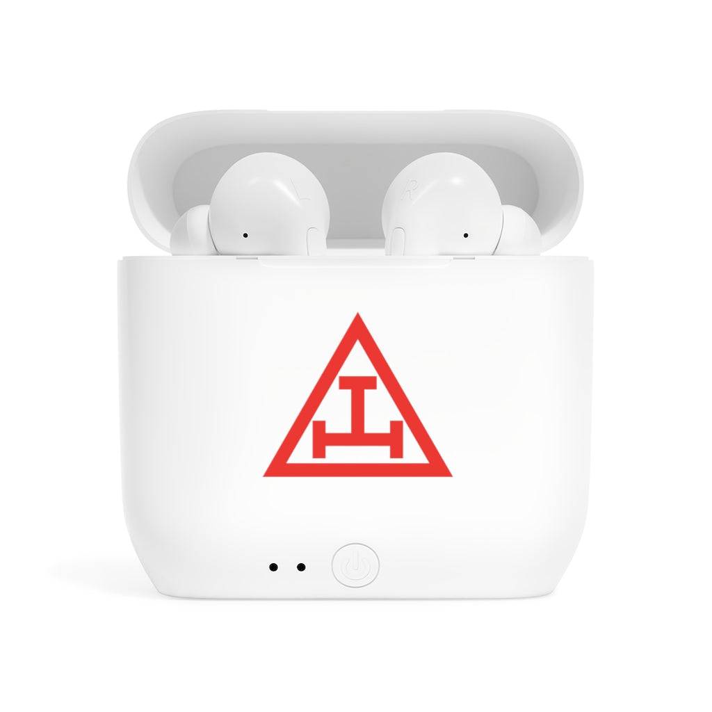 Royal Arch Chapter Earbud - White with Red Triple Tau - Bricks Masons