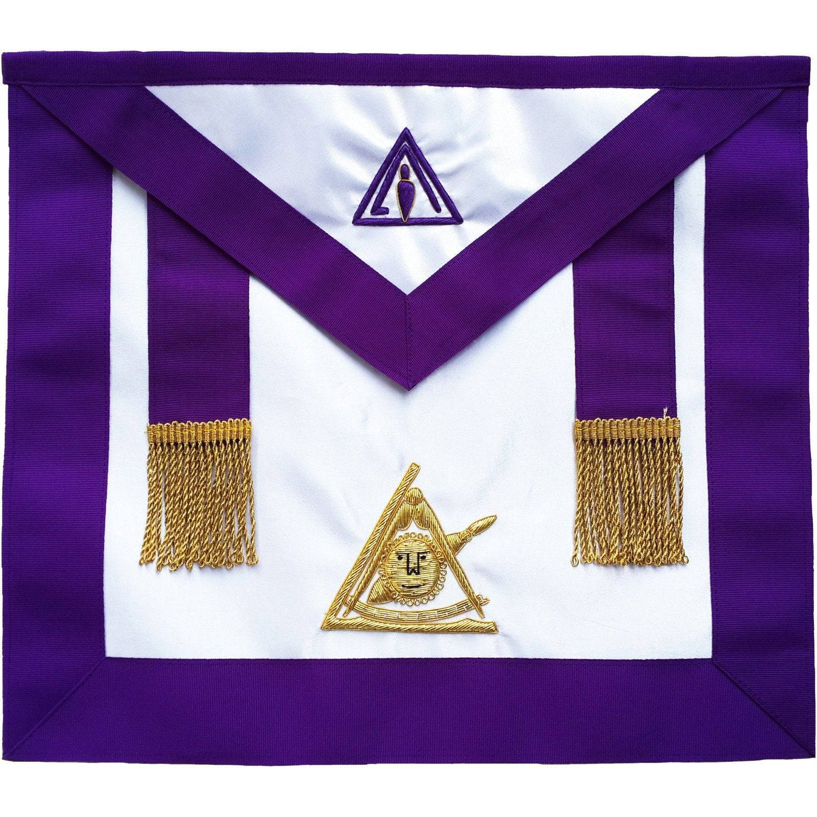 Past Illustrious Master Council Apron - Purple Grosgrain with Golden Fringe Tassels