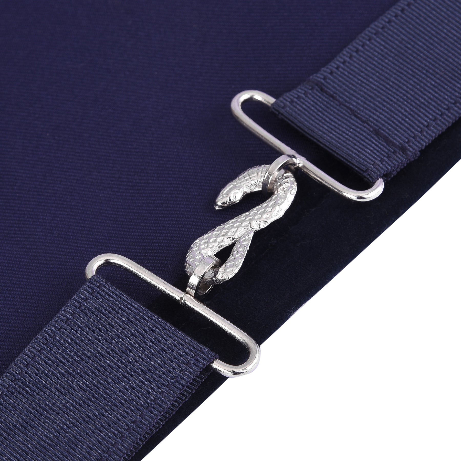 Senior Warden Blue Lodge Officer Apron - Kenton Lodge Navy Velvet With Silver Embroidery Thread - Bricks Masons