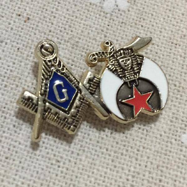 Shriners Lapel Pin - Square Compass - Bricks Masons