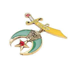 Shriners Pendant - 5 Pieces Yellow/Green Zinc Alloy - Bricks Masons