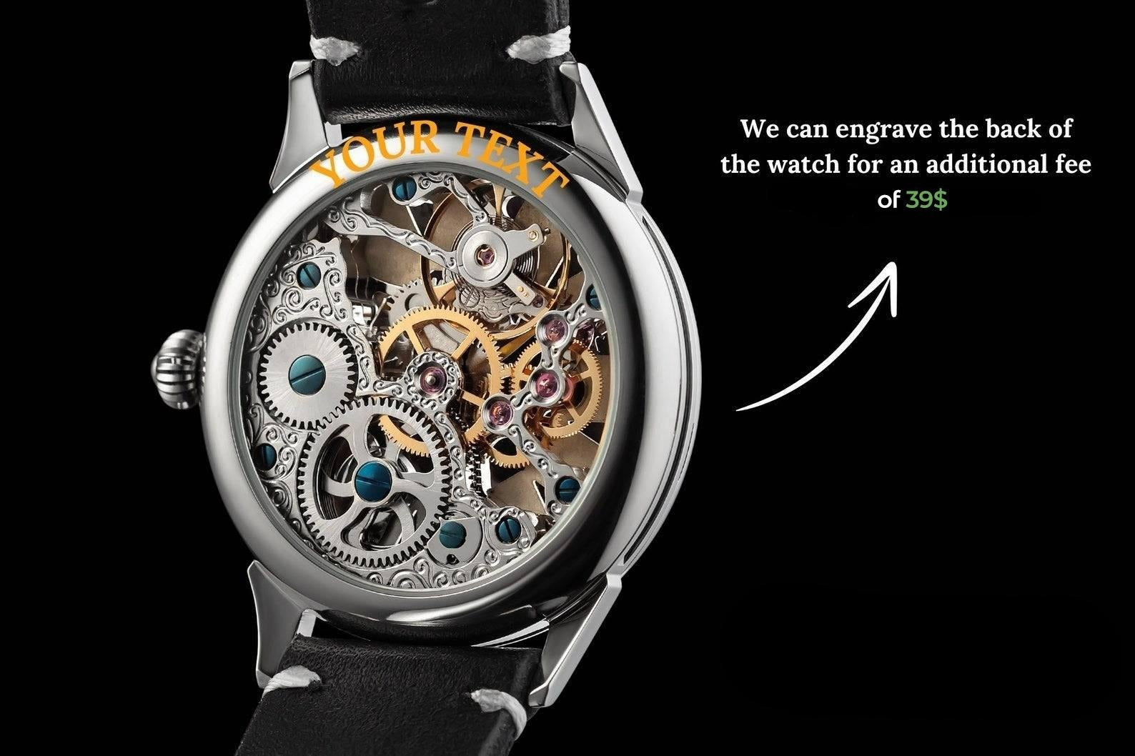 Master Mason Blue Lodge Wristwatch - Gold & Silver Masonic Symbols Skeleton - Bricks Masons