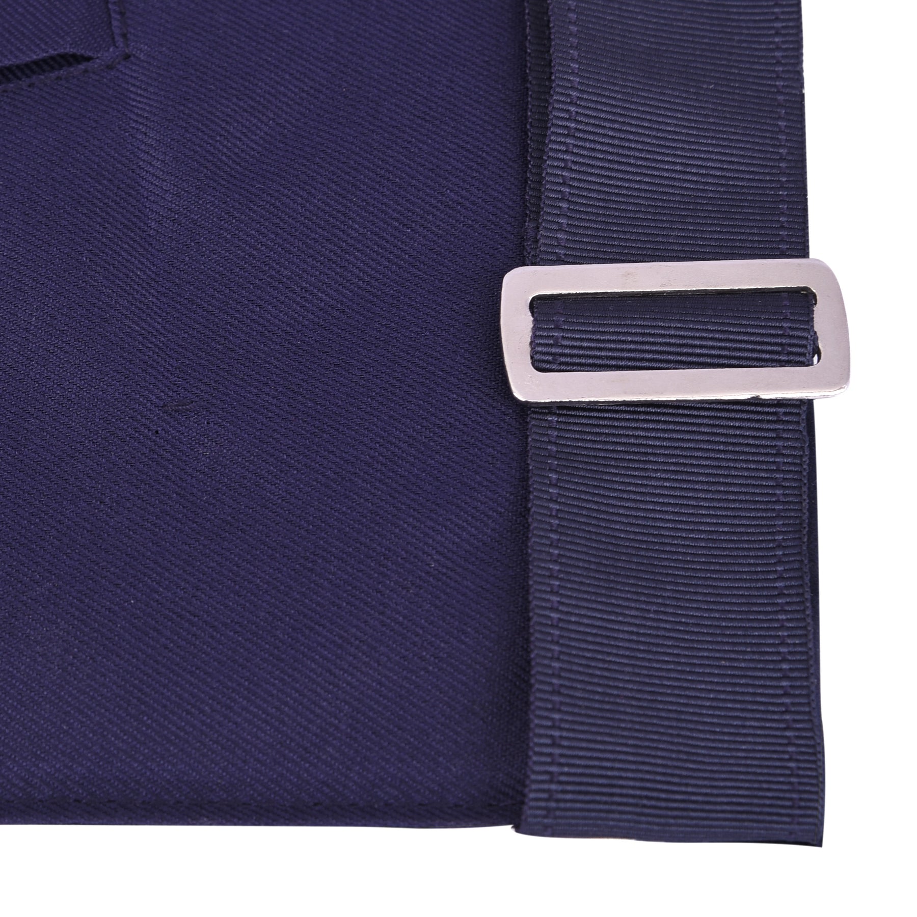 Treasurer Blue Lodge Officer Apron -  Navy Velvet With Silver Embroidery Thread - Bricks Masons