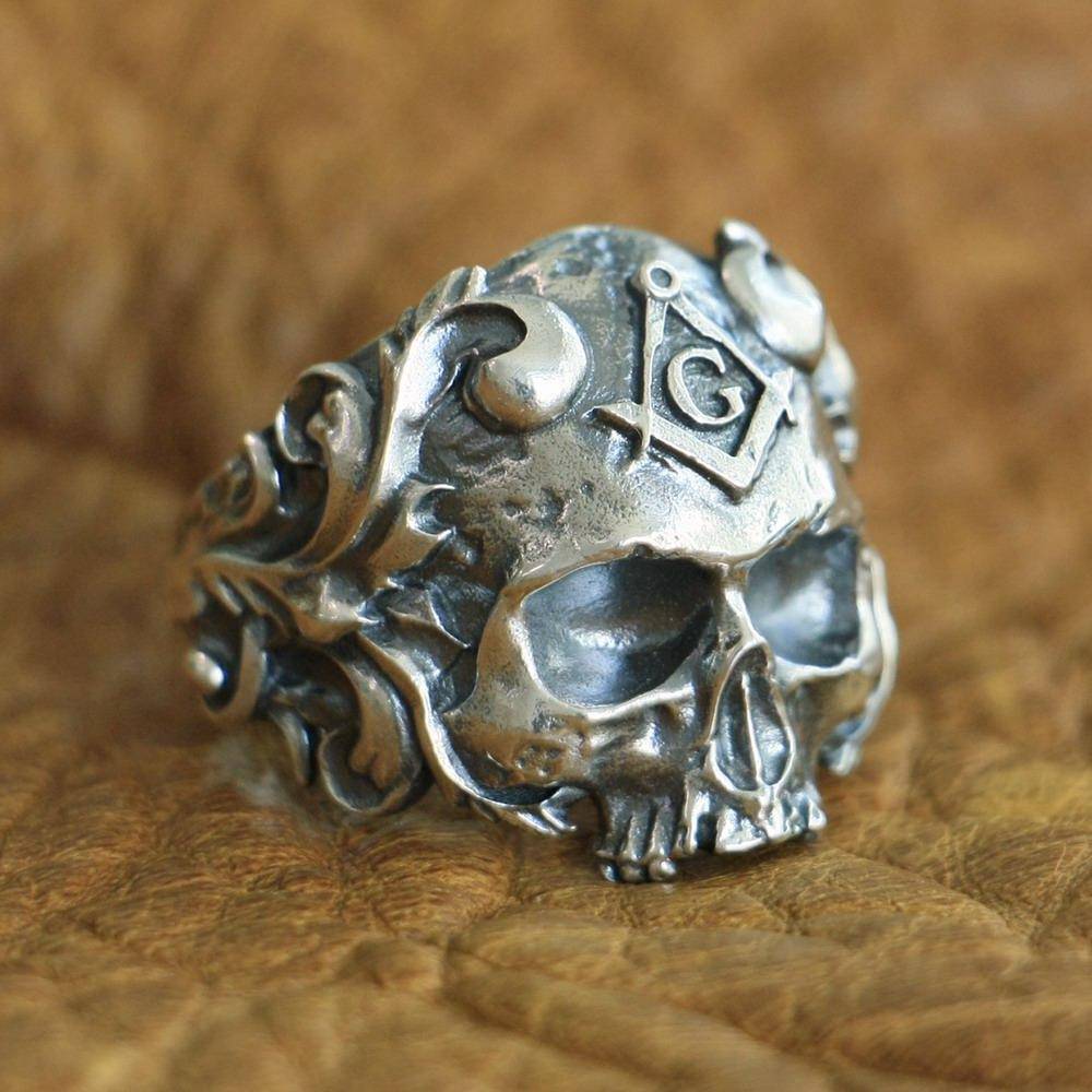 Widows Sons Ring - 925 Sterling Silver Skull - Bricks Masons