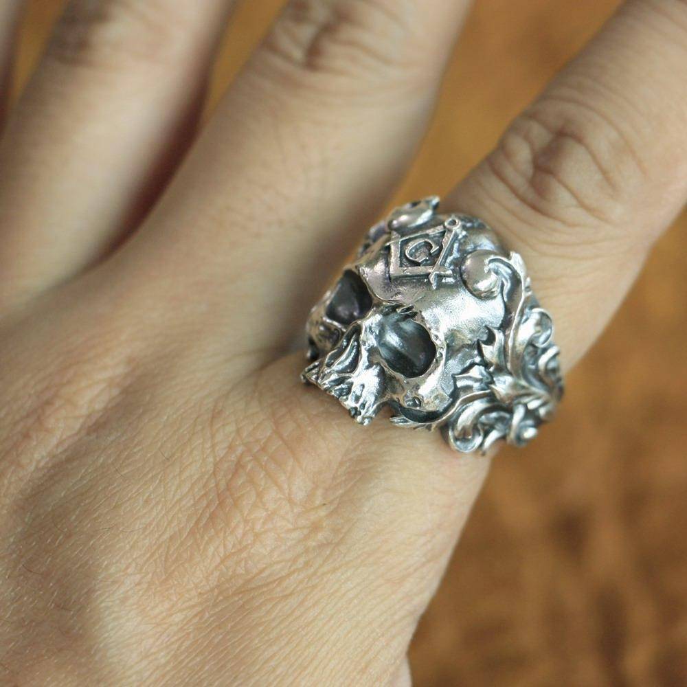Widows Sons Ring - 925 Sterling Silver Skull - Bricks Masons
