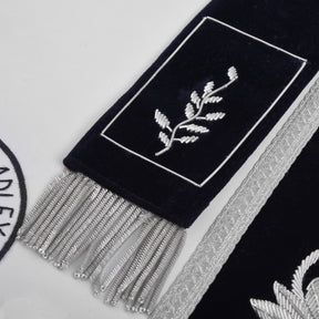 Worshipful Master Blue Lodge Apron - Blue Velvet With Silver Bullion & Fringe - Bricks Masons