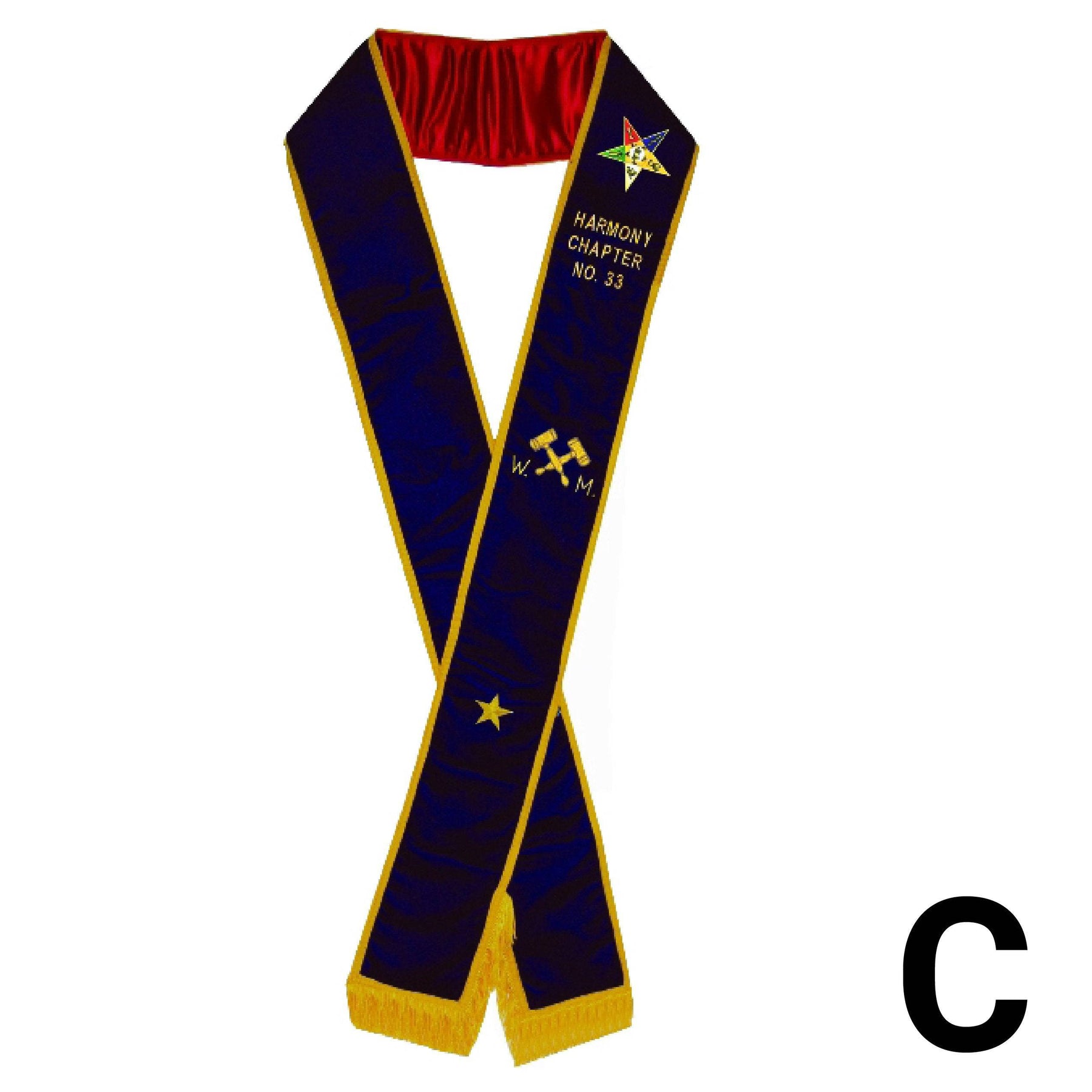 Worthy Matron OES Sash - Purple Velvet - Bricks Masons