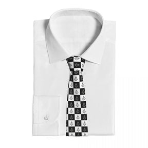 Master Mason Blue Lodge Necktie - Printed Checkered Pattern - Bricks Masons