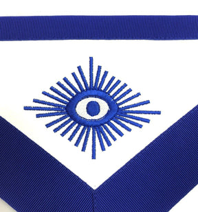 Senior Deacon Blue Lodge Officer Apron - Royal Blue Wreath Embroidery - Bricks Masons