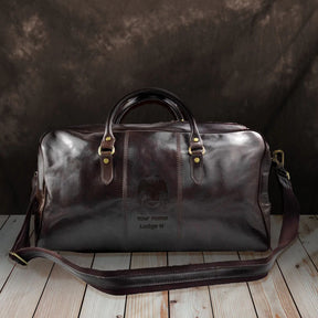 32nd Degree Scottish Rite Travel Bag - Wings Down Genuine Leather - Bricks Masons
