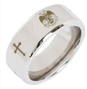 32nd Degree Scottish Rite Ring - Wings Down Beveled Silver Cross - Bricks Masons