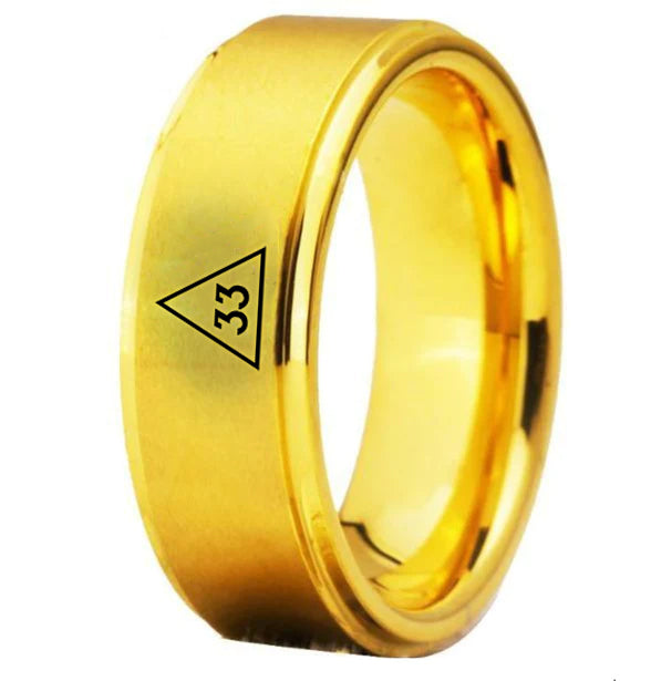 33rd Degree Scottish Rite Ring - Gold Tungsten - Bricks Masons