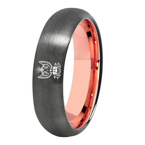 33rd Degree Scottish Rite Ring - Wings Up Gunmetal With Rose Gold Tungsten - Bricks Masons