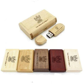 33rd Degree Scottish Rite USB Flash Drives - Wings Up Various Wood Colors - Bricks Masons