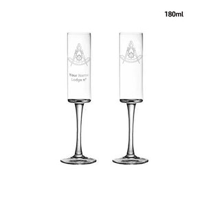 Past Master Blue Lodge California Regulation Champagne Flute - 2 Pieces Set - Bricks Masons