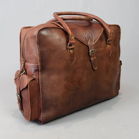 Past Master Blue Lodge California Regulation Travel Bag - Genuine Brown Leather - Bricks Masons