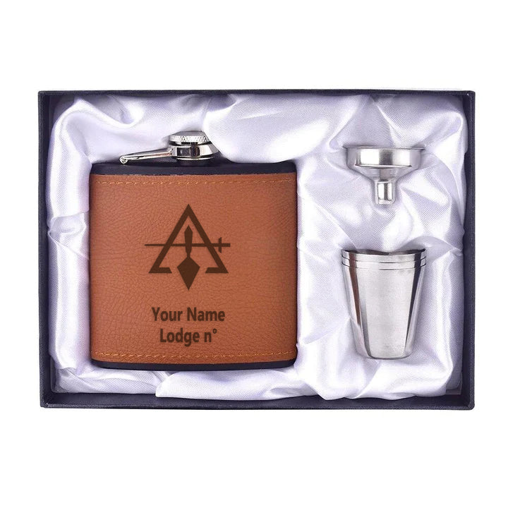 Council Flask - 6oz Full Set Shot Glass & Funnel - Bricks Masons