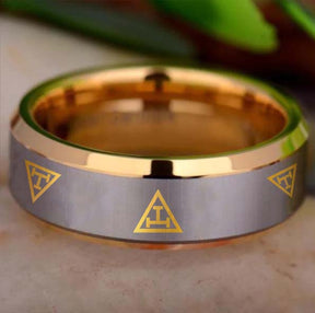 Royal Arch Chapter Ring - Gold Beveled Tungsten - Bricks Masons