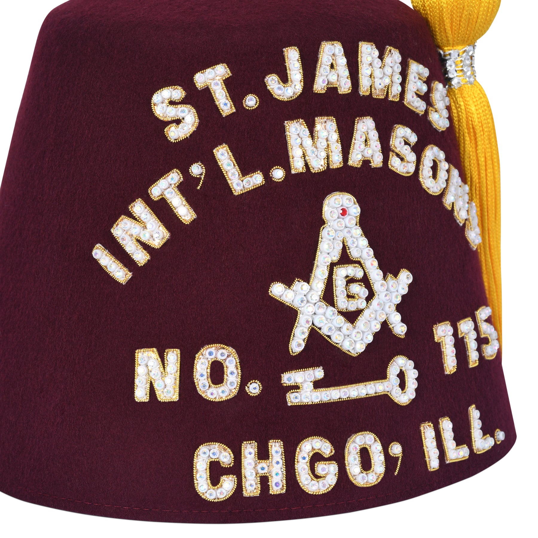 International Masons Fez Hat - Rhinestones (with row options) - Bricks Masons