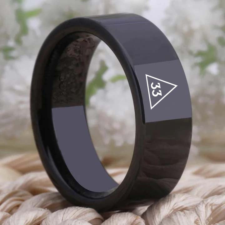 33rd Degree Scottish Rite Ring - Black Tungsten - Bricks Masons