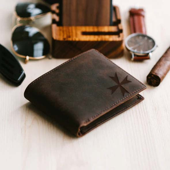 Order of Malta Wallet - Handmade Leather - Bricks Masons