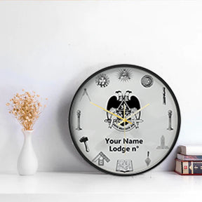 32nd Degree Scottish Rite Clock - Wings Down Frame with LED - Bricks Masons