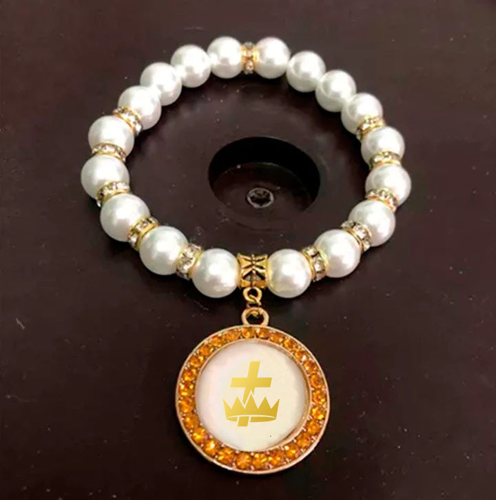 Knights Templar Commandery Bracelet - Gold and White - Bricks Masons