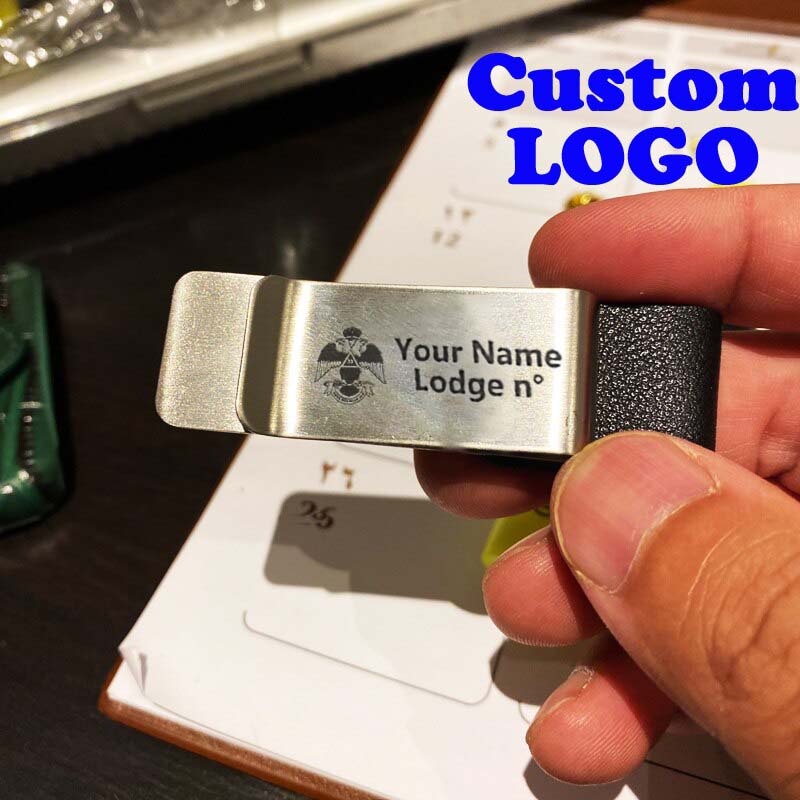 33rd Degree Scottish Rite Pen Holder - Wings Down Black & Brown Leather - Bricks Masons