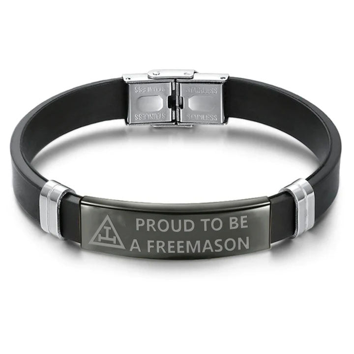 Royal Arch Chapter Bracelet - Steel & Leather - Bricks Masons