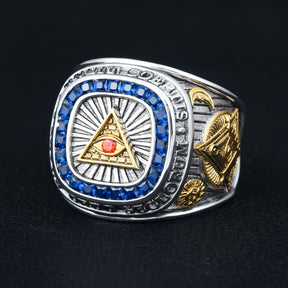Master Mason Blue Lodge Ring / 33rd Degree Scottish Rite / Eye Of providence Ring -  925 Sterling Silver - Bricks Masons
