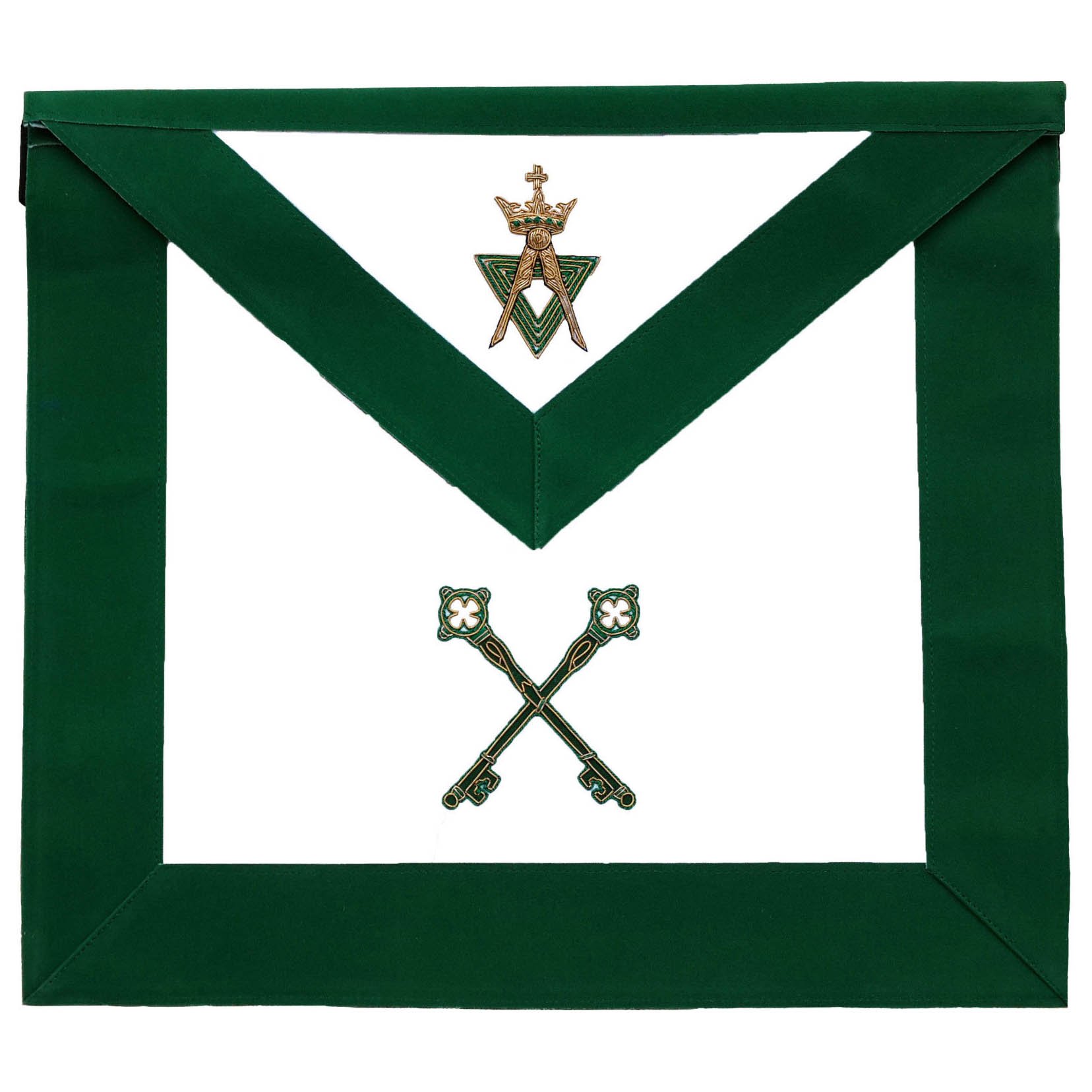 Treasurer Allied Masonic Degrees Apron - Green Velvet - Bricks Masons