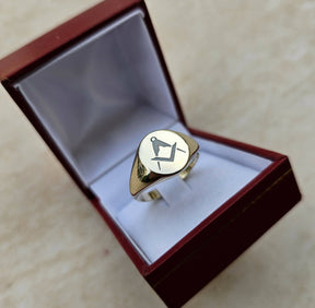 Master Mason Blue Lodge Ring - Square and Compass 9K Gold with Enamel - Bricks Masons