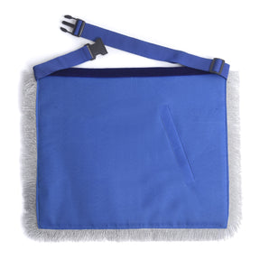 Grand Past Master Blue Lodge Apron - Blue Velvet With Gray Rayon Fringe - Bricks Masons