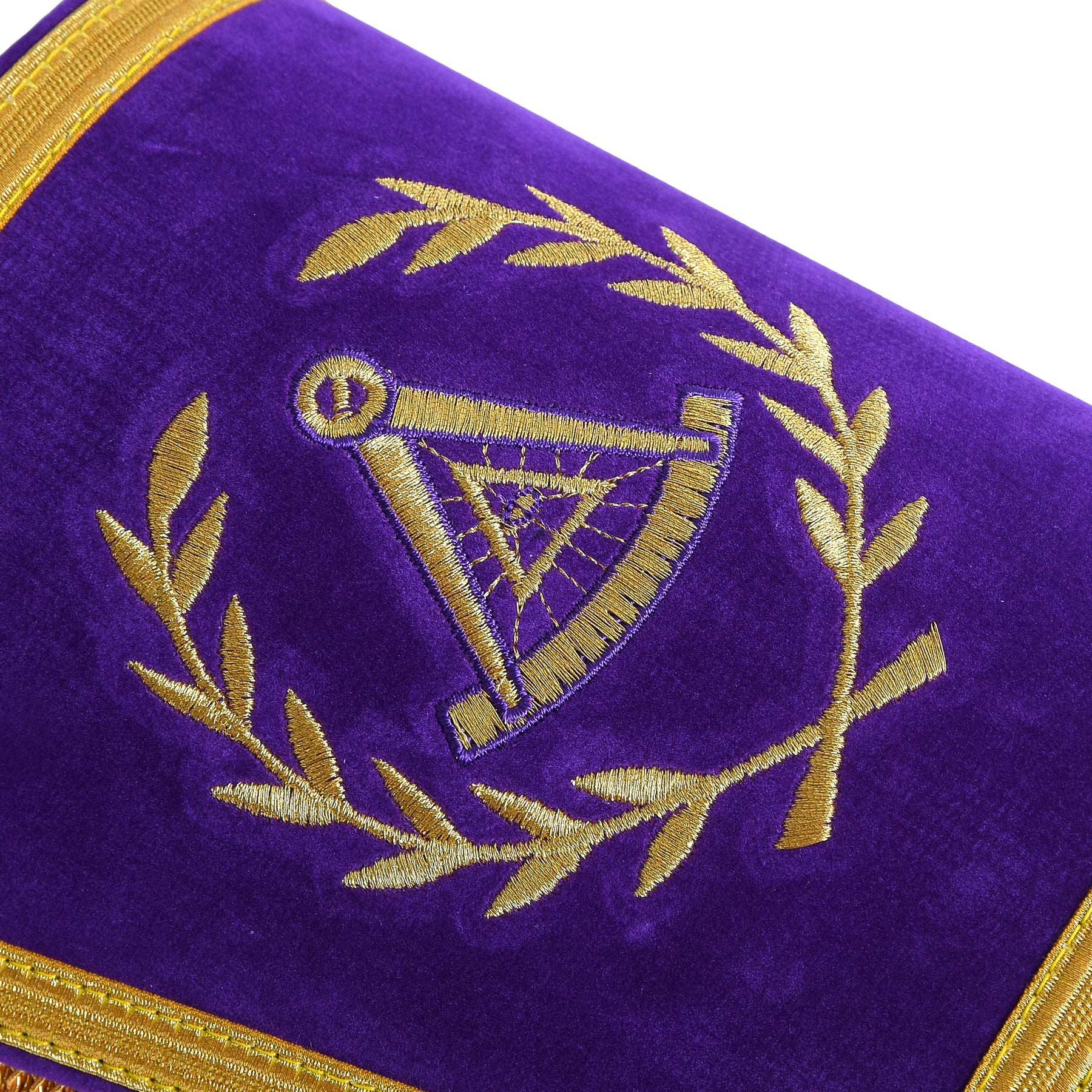 Grand Master Blue Lodge Cuff - Purple Hand Embroidery With Fringe - Bricks Masons