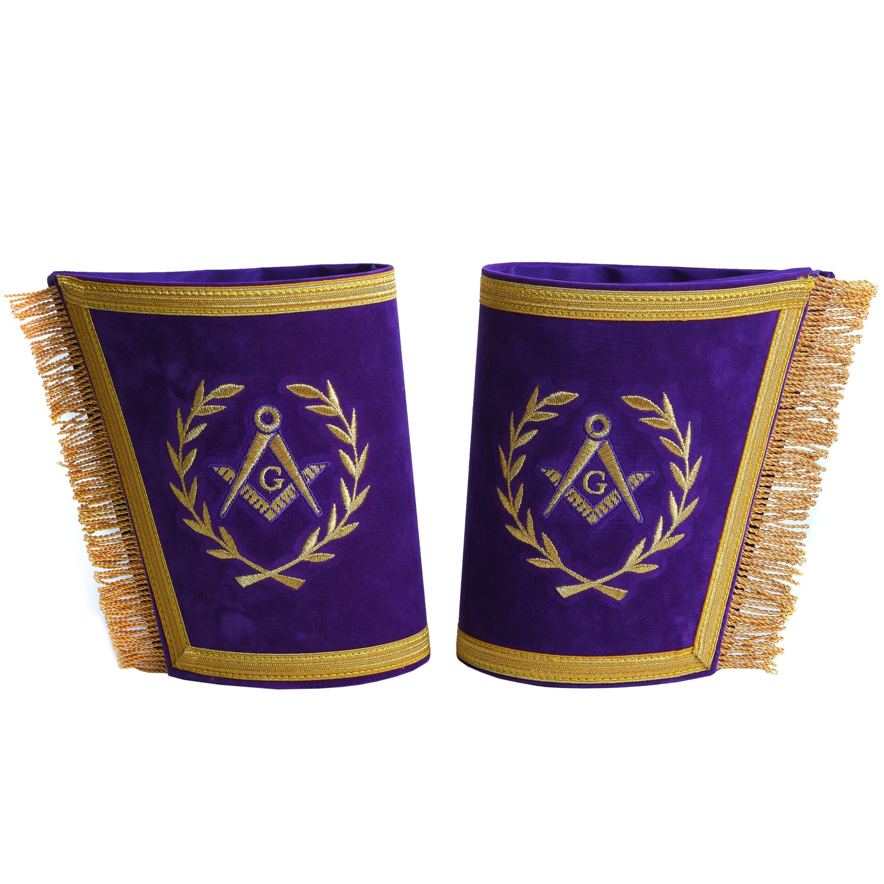 Master Mason Blue Lodge Cuff -  Hand Embroidery With Gold Fringe - Bricks Masons