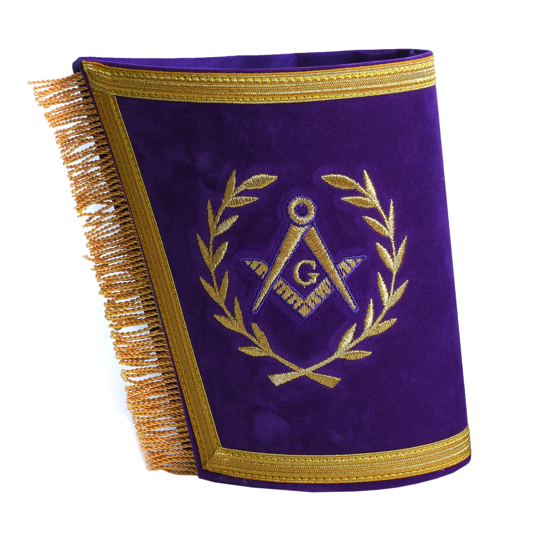 Master Mason Blue Lodge Cuff -  Hand Embroidery With Gold Fringe - Bricks Masons