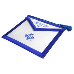 Master Mason Blue Lodge Apron - White With Blue Tassels - Bricks Masons