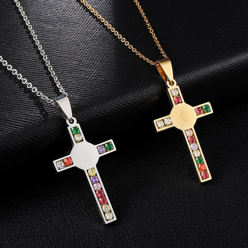 Knights Templar Commandery Necklace - Colorful Rhinestone Cross Pendants - Bricks Masons