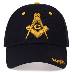 Master Mason Blue Lodge Baseball Cap - Black with Golden Embroidery - Bricks Masons