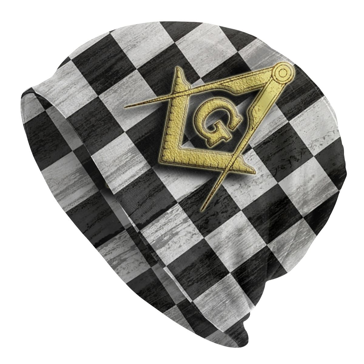 Master Mason Blue Lodge Beanie - Checkers Slouchy Hat