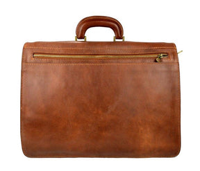 OES Briefcase - Genuine Brown Leather - Bricks Masons