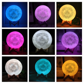 Grand Master Blue Lodge Lamp - 3D Moon Various Colors - Bricks Masons