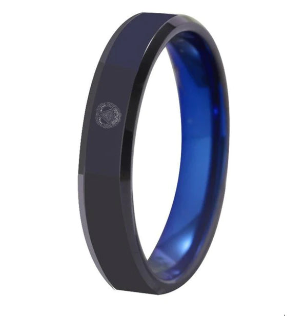 Grand Master Blue Lodge Ring - Black With Blue Tungsten - Bricks Masons