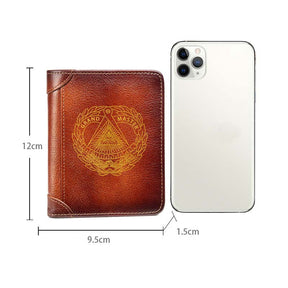Grand Master Blue Lodge Wallet - Brown Leather - Bricks Masons