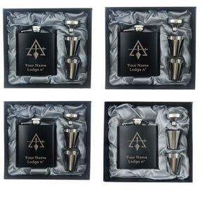 Council Flask -2 Shot Glasses & Funnel - Bricks Masons