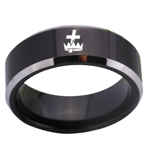Knights Templar Commandery Ring - Black Tungsten - Bricks Masons